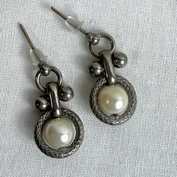 Pearl Dangle Earrings Lot of 3 Vintage Costume Jewelry - Picture 4 of 5